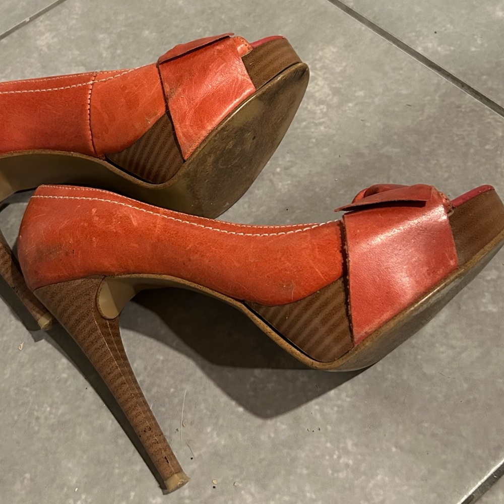 Gabriella Rocha Red Leather High Heels - Picture 2 of 9